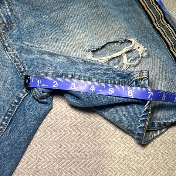 Jack and Jones Blue and Black Jean Shorts Distressed Style - Picture 8 of 10